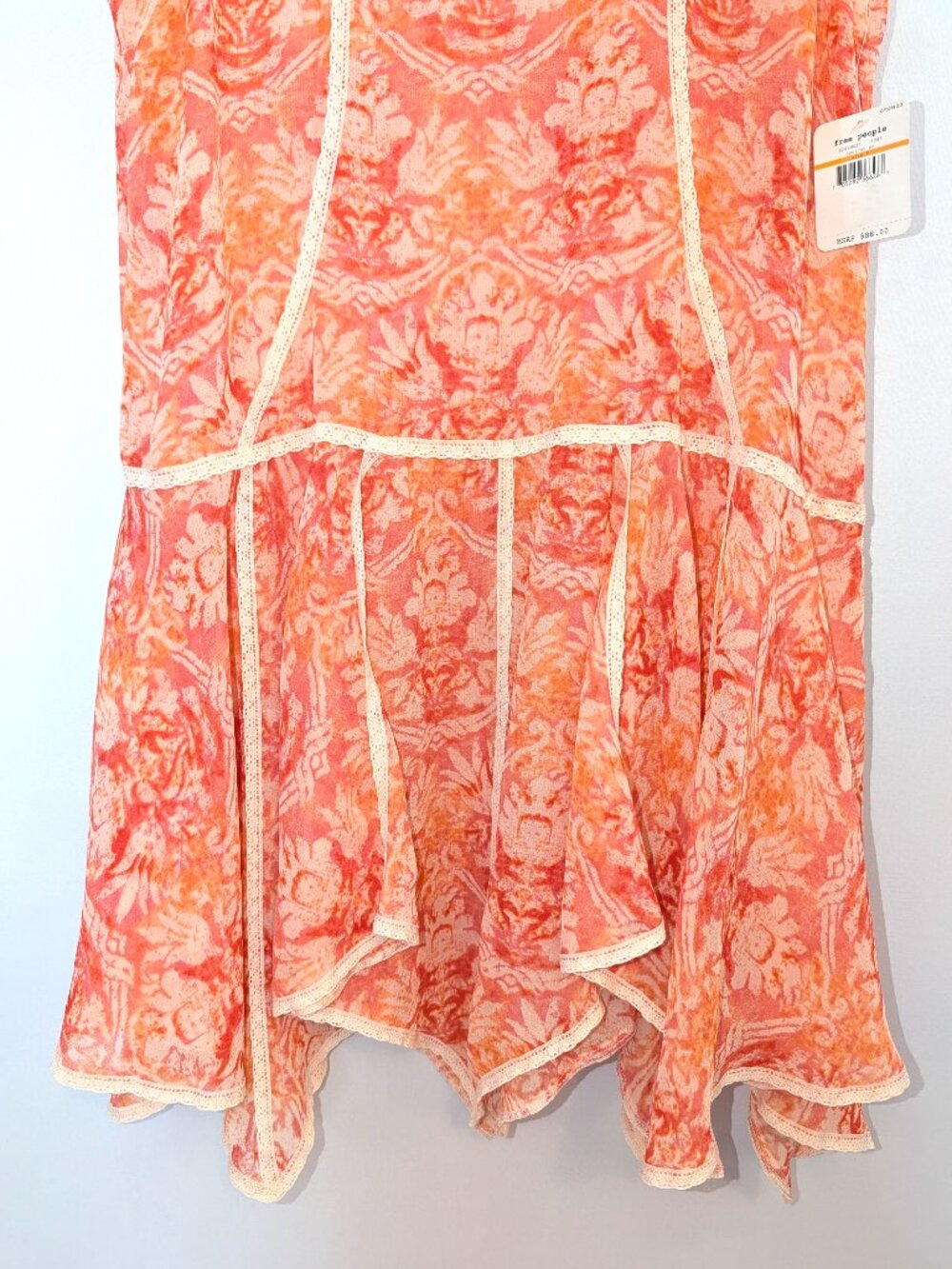 NWT Intimately Free People | Lace Trimmed Handkerchief Sheer Mini Dress Small - Picture 6 of 11